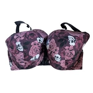 Torrid Curve Balcony Floral Skull Print Bra Sz.40G